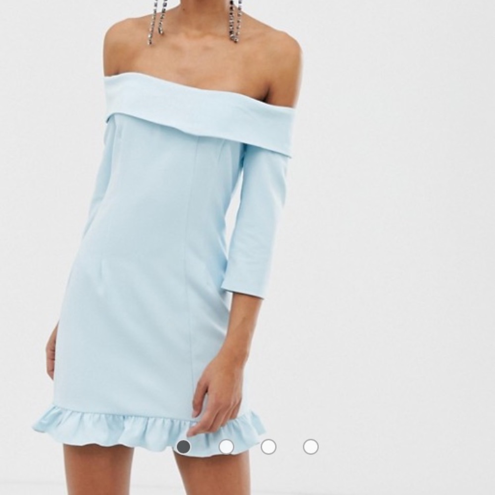 Stunning light blue dress.